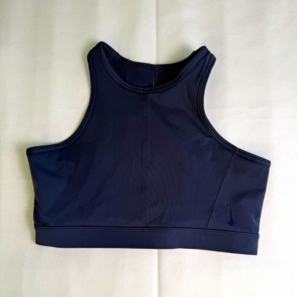 Nike Dri-FIT Women's Wireless Pullover Sports Bra Navy Solid Logo, S/B